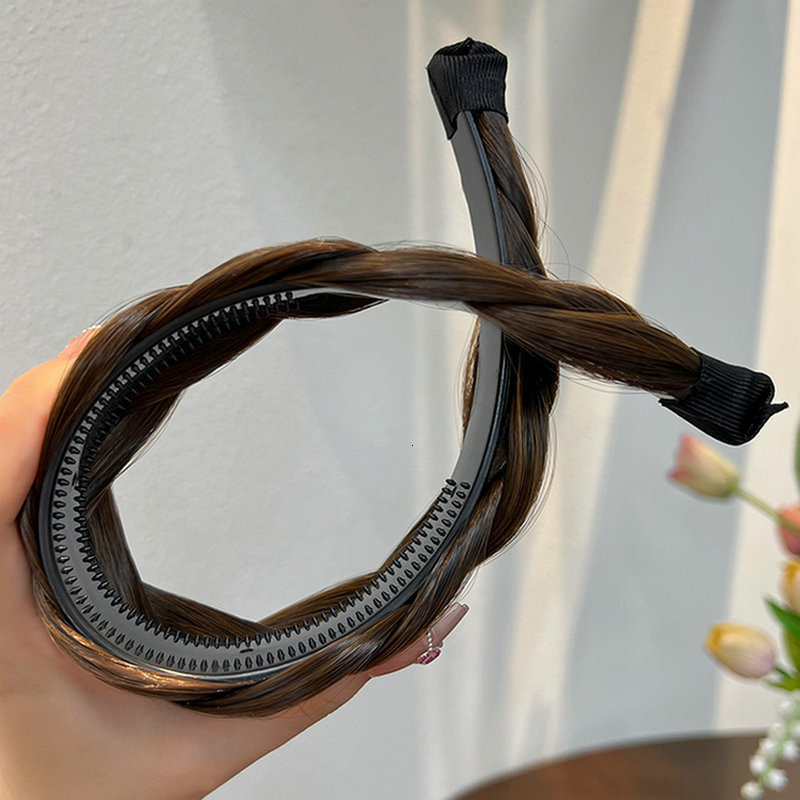 Hair Rubber Bands Twist Wig Headbands For Women Wide Fishbone Braids Hairbands Handmade Head Hoop Hair Styling Headwear Accessories Gift 230517