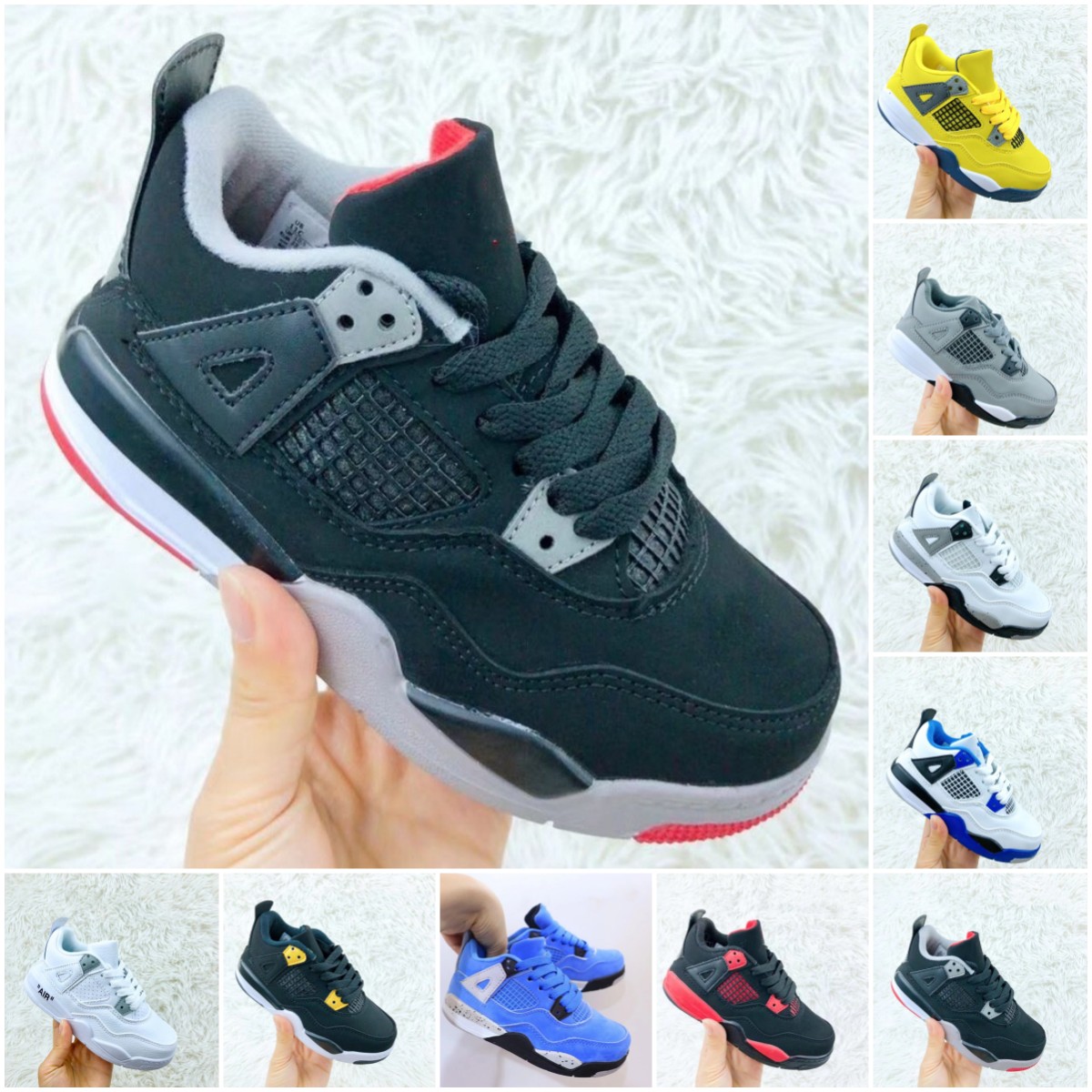 Kids Jumpman 4 Basketball Shoes Black Cat 4s Pine Green Seafoam boys girls Trainers Canyon Purple Sail Photon Dust Thunder Military Bred Sports Sneakers 26-37, Colo 10
Kids Jumpman 4 Basketball Shoes Black Cat 4s Pine Green Seafoam boys girls Trainers Canyon Purple Sail Photon Dust Thunder Military Bred Sports Sneakers 26-37, Colo 10