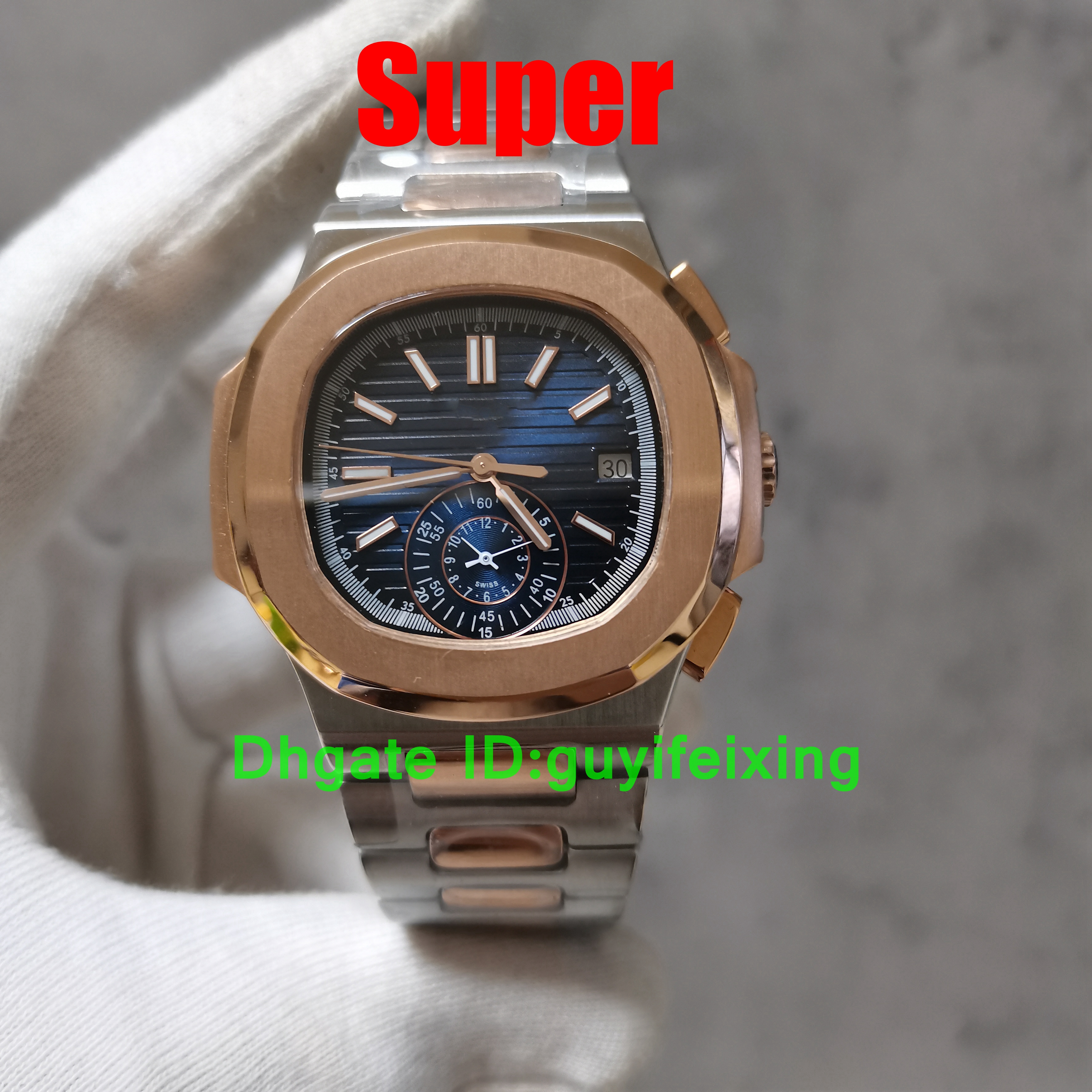 Top Mens Designer Watches 40.5mm Nautilus 5980/1R-001 5980 18k Rose Gold Sapphire Glass Asia Transparent Mechanical Automatic Mens Wristwatches No Chronograph