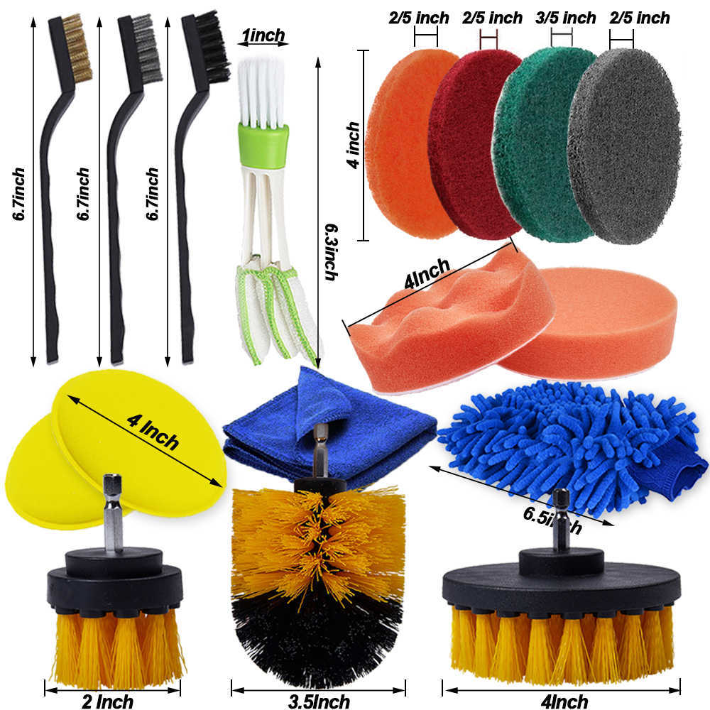 New Detailing Brush Set Power Scrubber Drill Brushes Car Detail Brush For Air Vents Car Polish Pad For Glass Tire Rim Cleaning