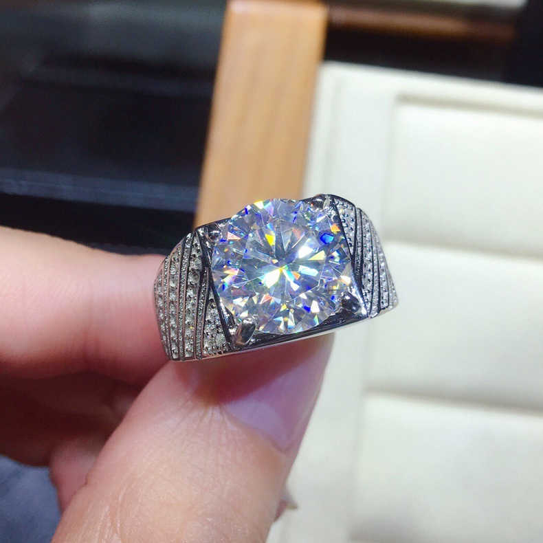 Band Solitaire Male 5ct Lab Moissanite Ring sterg sier Promise Engagement Wedding band Rings for men Party cessory J230517