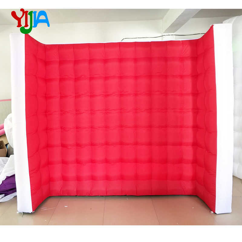 Curve Wall Multi Color With White Inflatable Wall backdrop with LED strips color changing by remote Photo booth wall for Party