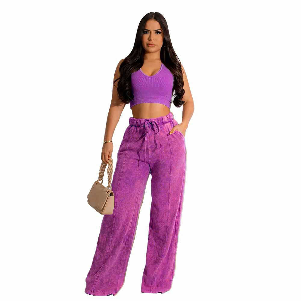 Women's Two Piece Pants Summer women's 2 piece new clothing in matching sets two pieces set woman clothes 2023 crop top pants outfits P23051