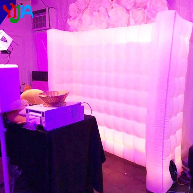 Curve Wall Multi Color With White Inflatable Wall backdrop with LED strips color changing by remote Photo booth wall for Party