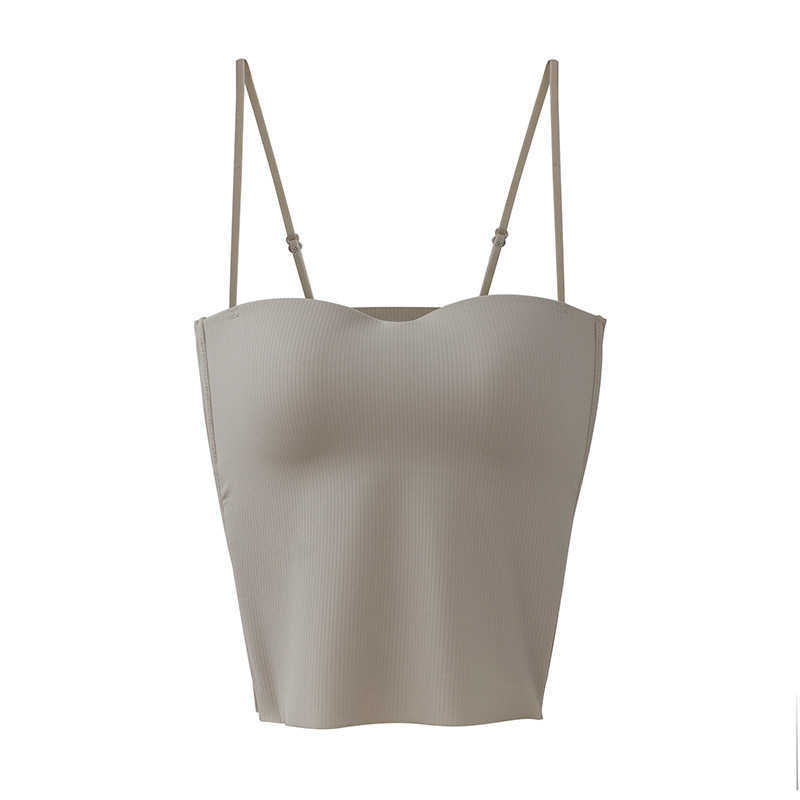 Strap Integrated Chest Cushion Tank for Women's Thin Summer Outwear with a Bra and Underlay Short