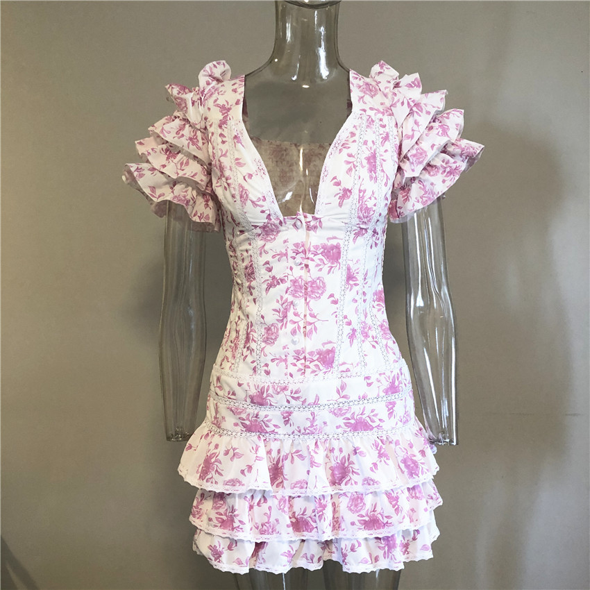 Urban Sexy Dresses Gaun Mini Wanita Biru Muda Ruffle Kualitas Tinggi 230517