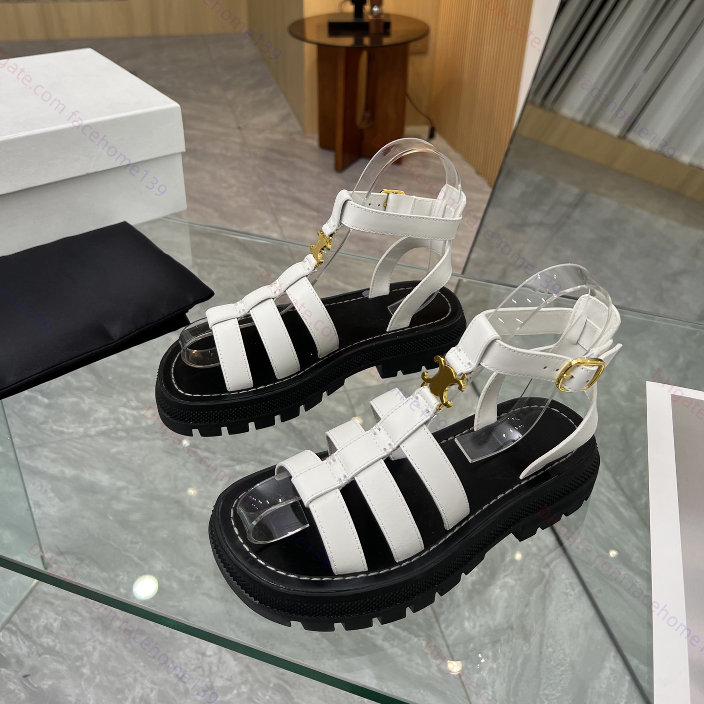 Luxury Sandals Designer slides Clea Triomphe Gladiator Sandals Women Fashion Roman shoes Cowhide Adjustable Buckle Straps vegetal Slides footwear With box 35-42, Brown 2
Luxury Sandals Designer slides Clea Triomphe Gladiator Sandals Women Fashion Roman shoes Cowhide Adjustable Buckle Straps vegetal Slides footwear With box 35-42, Brown 2
