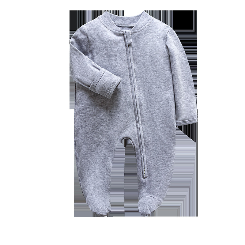 Rompers born Footed Pajamas Zipper Girl and Boy Romper Long Sleeve Jumpsuit Cotton Solid White Fashion 0-12 Months Baby Clothes 230517