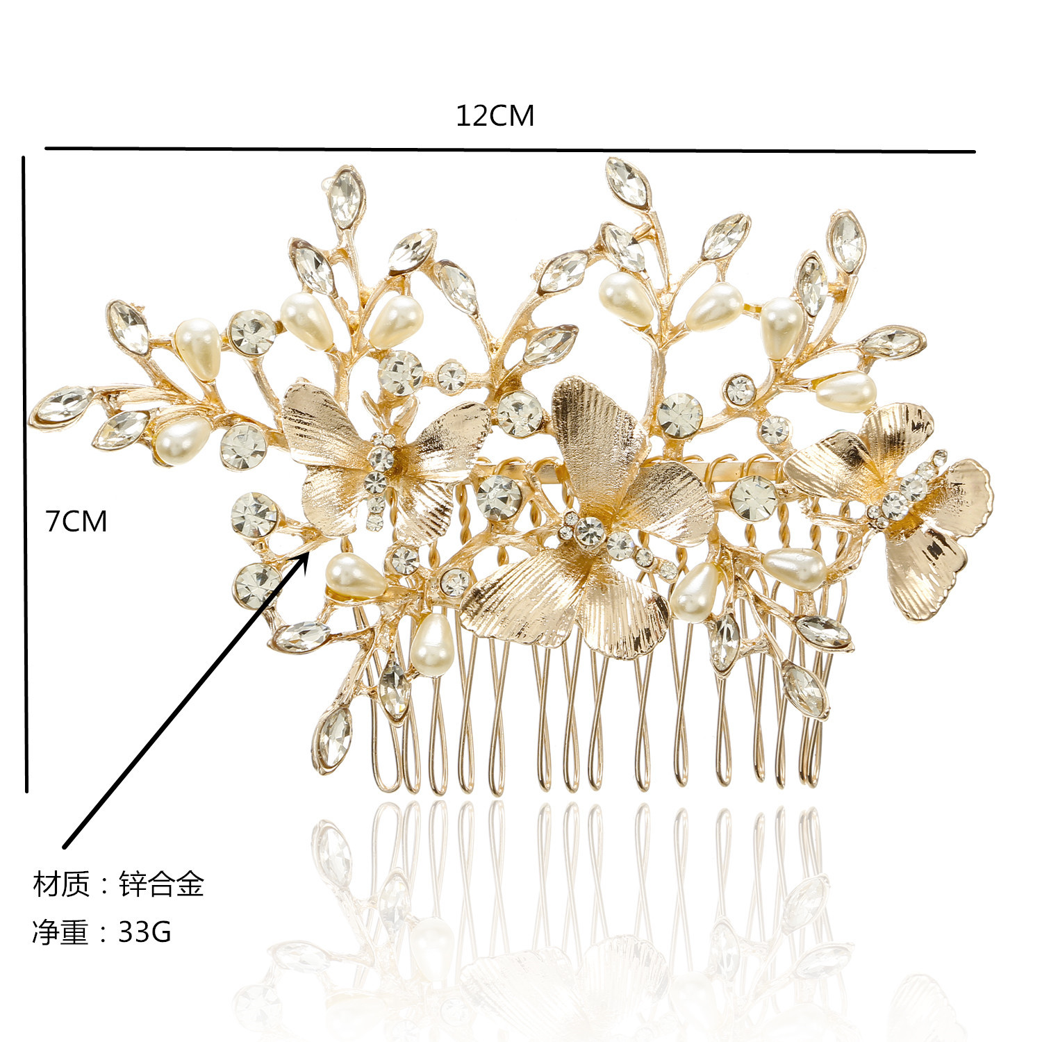 Crystals Beading Bridal Hair Combs Crown Tiara Wedding Hair Accessories Women Handmade Headband Ornaments Female Prom Headdress Hairband Headwear ZJ06