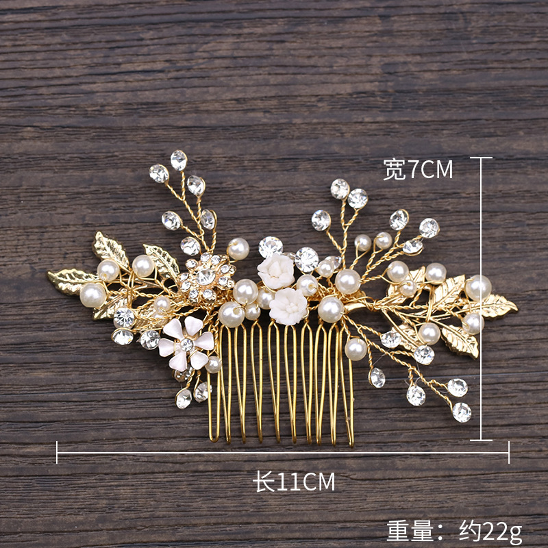 Crystals Beading Bridal Hair Combs Crown Tiara Wedding Hair Accessories Women Handmade Headband Ornaments Female Prom Headdress Hairband Headwear ZJ09
