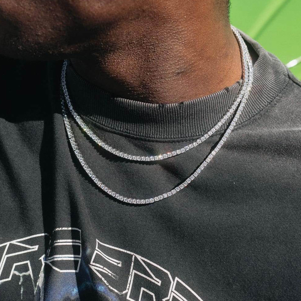 Chokers Thin 3mm CZ 1 Row Shiny Tennis Chain Necklace HipHop Iced Out Bling Cubic Zircon Choker Jewelry Gold Color Plated For Women Men 230518