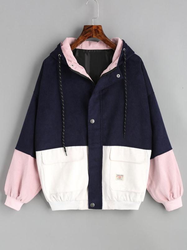 BDLJ Color Block Patchwork Corduroy Hooded Jackets Men Hip Hop Zipper Up Hoodies Coats Male Casual Streetwear Outerwear 201113