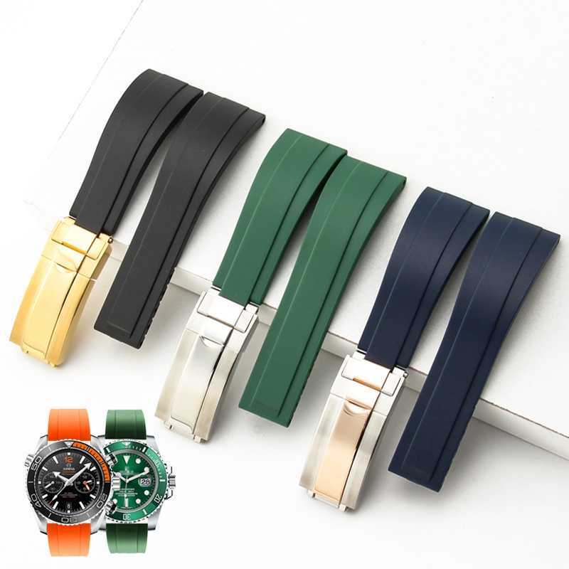 Mens Rubber Watch Band For Rolex Daytona Black Water Ghost 20mm Silicone Strap Watch Bracelet Replacement Watchband Waterproof And Sweat-proof