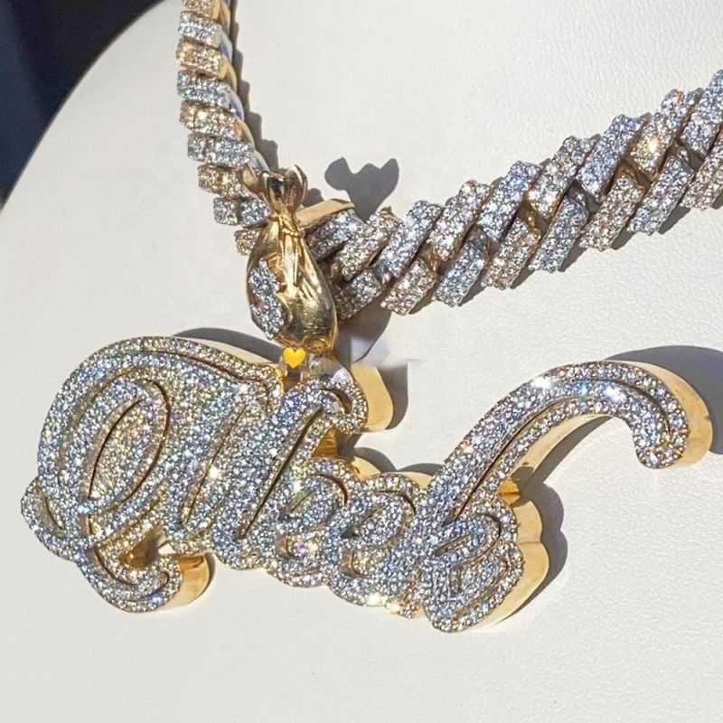 necklaces Custom Moissanite Alphabet Pendant Hip Hop Full Diamond Charm S925 Chain Rap Accessories for Men and Women silver fashion jewelry