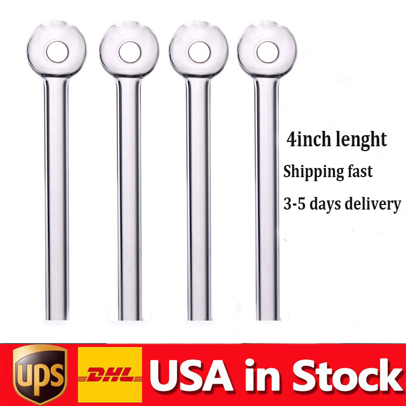 100pcs/lot Glass Oil Burner Pipe Clear Color High Quality Pipes Transparent Great Tube Tubes Nail Tips 4inch Glass Pipe STOCK IN USA Quick Arrival