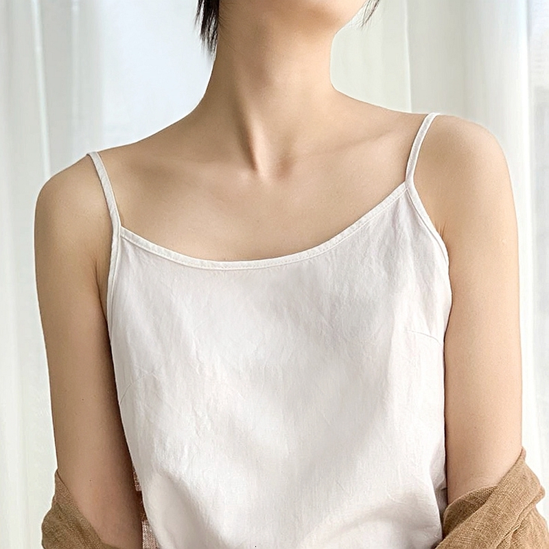 Camisoles Tanks Casual Summer Women Tank Top Basic Linen Spaghetti Strap Tops Sleeveless Camisole Female Clothing Ybsa1312Y 230518