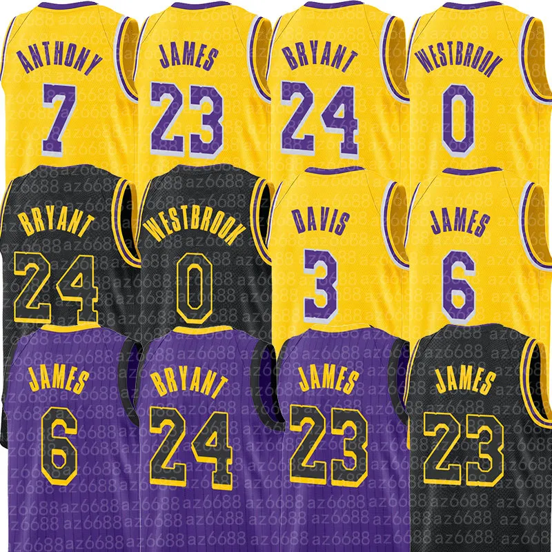 LeBron James Basketball Jersey Los Angeles''Lakers''0 Russell 7 Carmelo Westbrook Anthony Mens 3 Davis