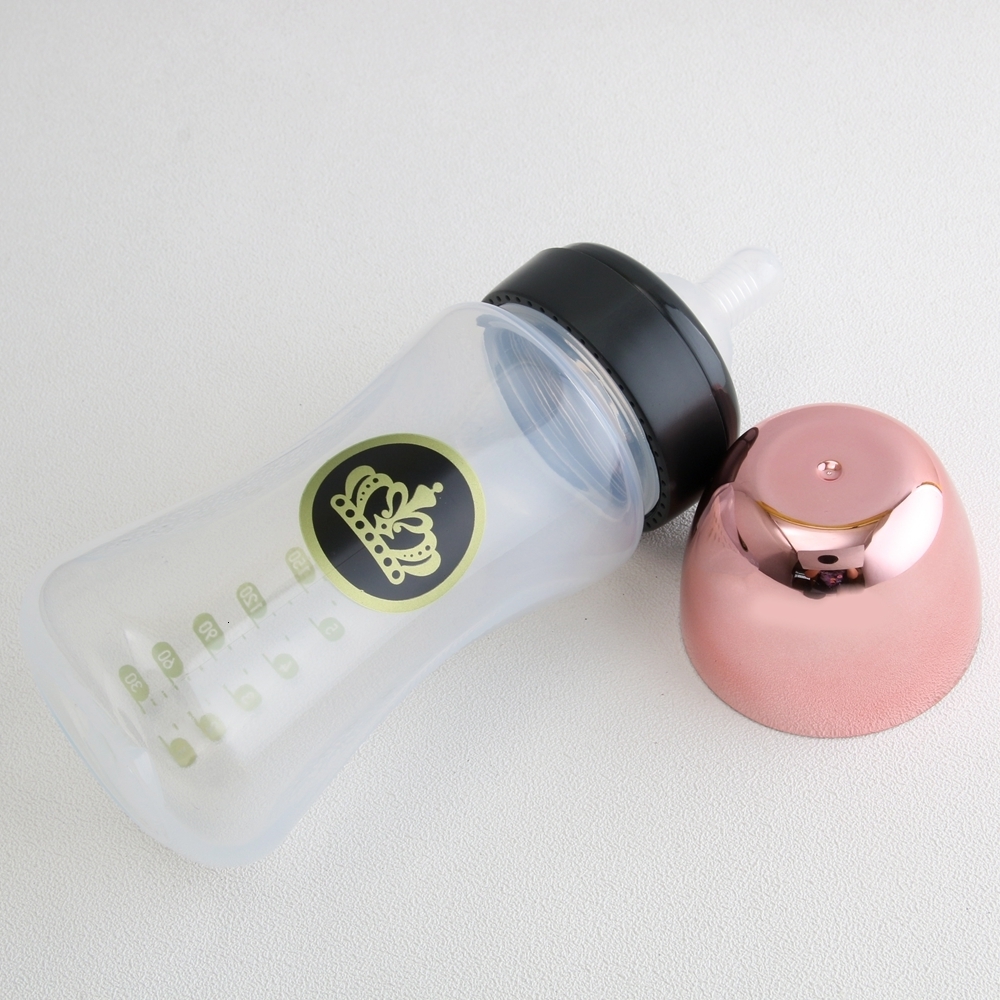 Baby Bottles# 240ml Rose Gold Baby Bottle And Pacifier Set With Chain Clip 26 Letters Bling Pacifier Kit BPA Free 230517