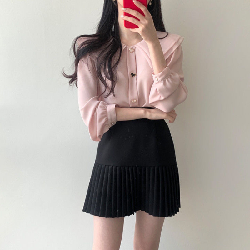 Skirts Pleated Mini Skirts Women Spring Vintage Solid Temperament Korean Preppy Style Fashion All-match Office Lady High Waist 230518