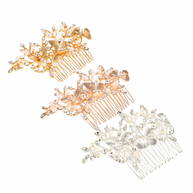 Crystals Beading Bridal Hair Combs Crown Tiara Wedding Hair Accessories Women Handmade Headband Ornaments Female Prom Headdress Hairband Headwear ZJ06
