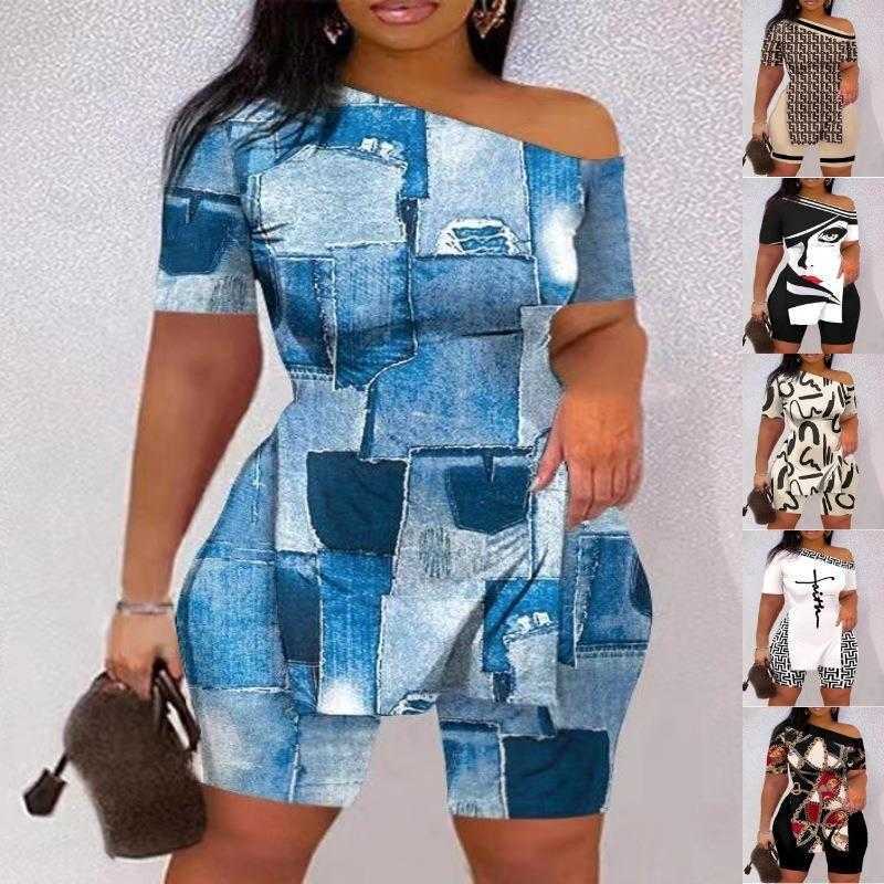 Spring Womens Pant Cross Shoulder Split Short Sleeved Shorts Two Piece Suit Women, Red chain print
Spring Womens Pant Cross Shoulder Split Short Sleeved Shorts Two Piece Suit Women, Red chain print
