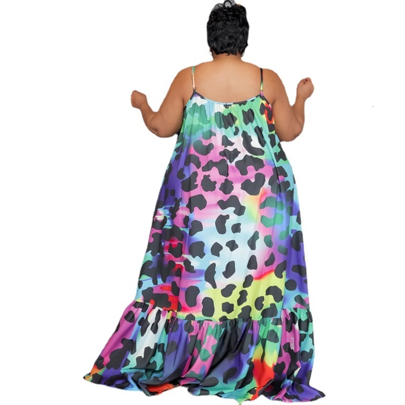Plus Dresses SOMO Summer Clothes Women Fashion Printed Size Casual Halter Maxi Long Dress Beachwear Wholesale Drop 2308