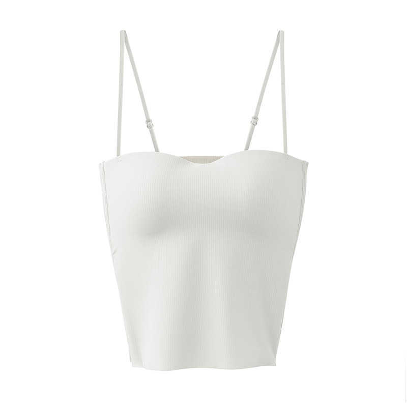Strap Integrated Chest Cushion Tank for Women's Thin Summer Outwear with a Bra and Underlay Short