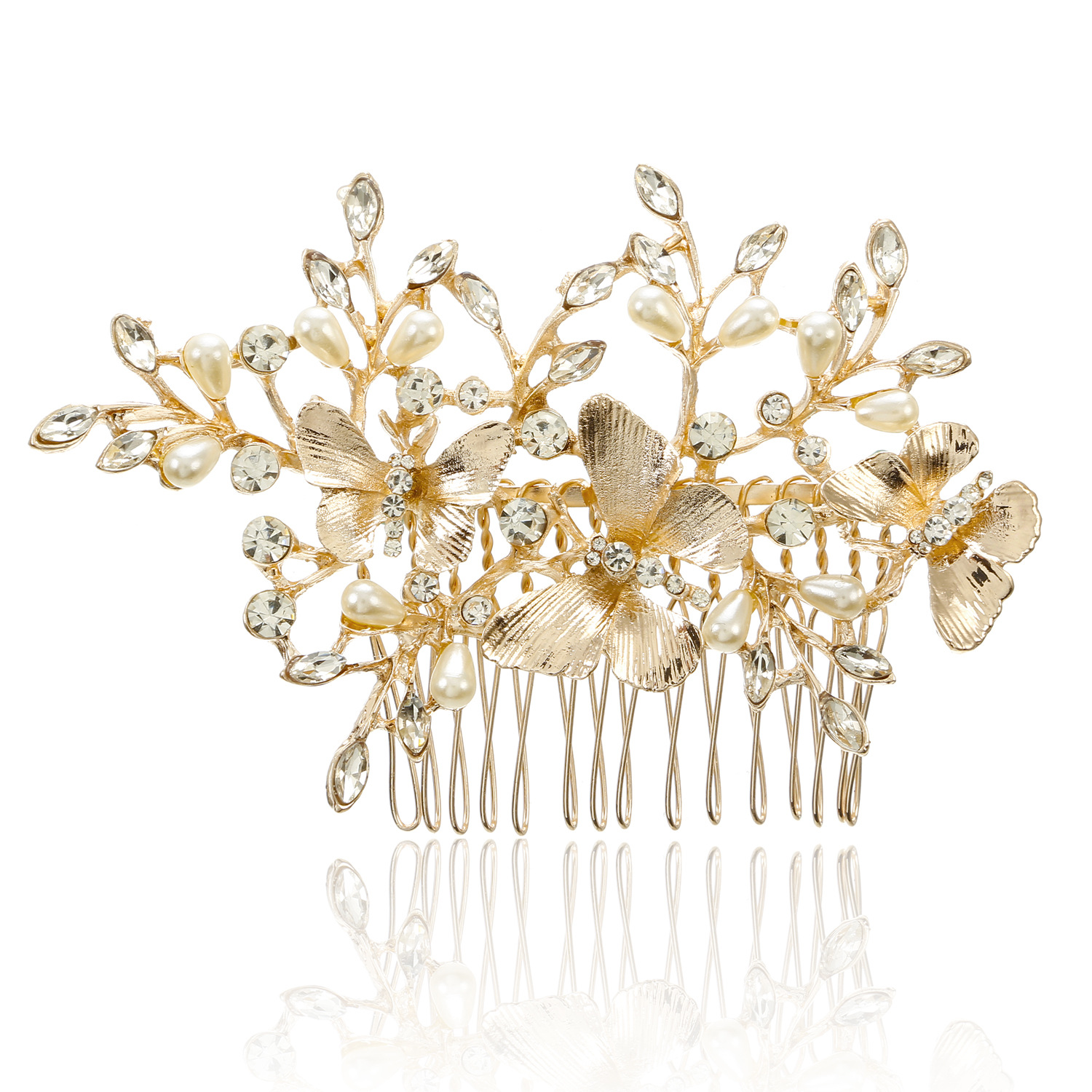 Crystals Beading Bridal Hair Combs Crown Tiara Wedding Hair Accessories Women Handmade Headband Ornaments Female Prom Headdress Hairband Headwear ZJ06