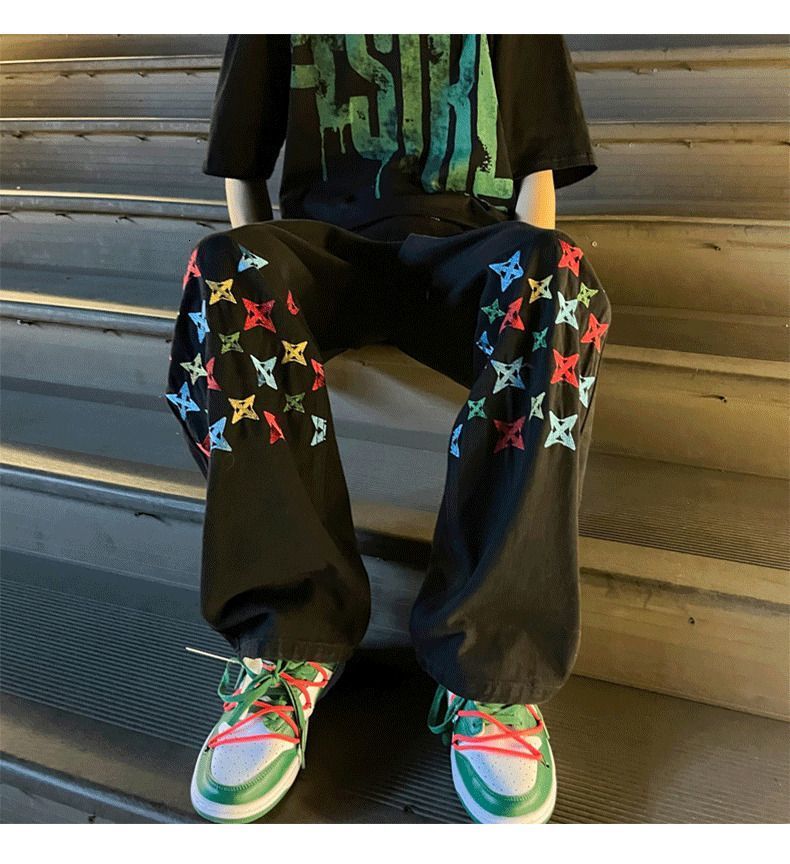 Men's Jeans Spring and Autumn Embroidered Thin Straight Casual Trousers Loose Drape Mopping Pants Sports Trendy 230517