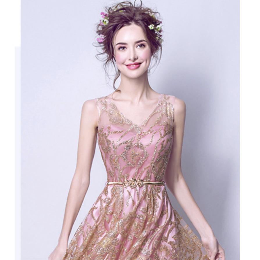 Pink Gold Vintage Mother Of Bride Dress Jewel Sequin Appliques Sleeves Godmother Wedding Gowns Robe De Soiree V Neck Evening Party Guests Gown 403 666