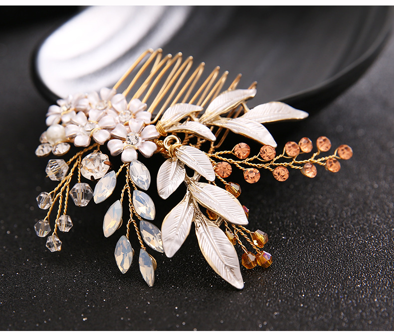 Crystals Beading Bridal Hair Combs Crown Tiara Wedding Hair Accessories Women Handmade Headband Ornaments Female Prom Headdress Hairband Headwear ZJ10