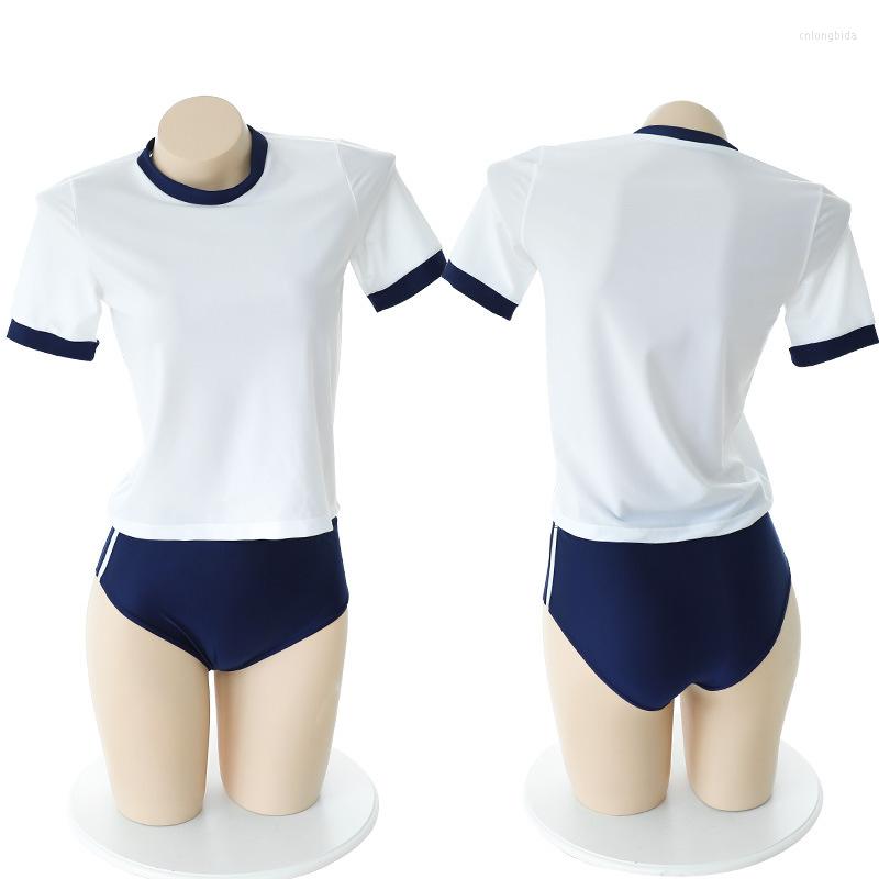 Women's Tracksuits 2023 Blue Japanese High School Student Gymnastics Suit Cosplay Clothes Sexy Girl Uniform Nightgown Sport Swimsuit For