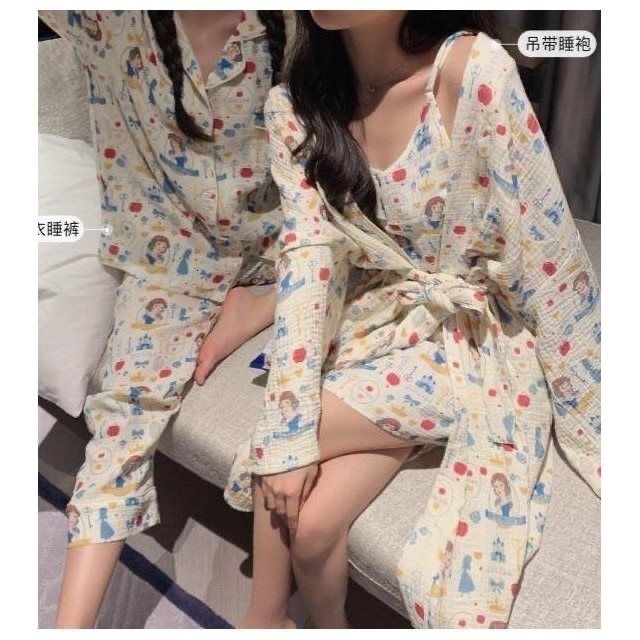 Women's Sleepwear 100% Gauze Cotton Women's Pajamas Japanese Kimono Nightgown Princess Simple Home Set Pajamas Comfortable Pajamas 2-piece s