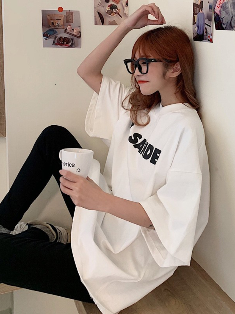 Men s T Shirts Juspinice T Shirt Wanita Musim Panas Jepang Korea Bulat Leher Longgar Lengan Pendek Pullover Kasual Pakaian Putih 230517