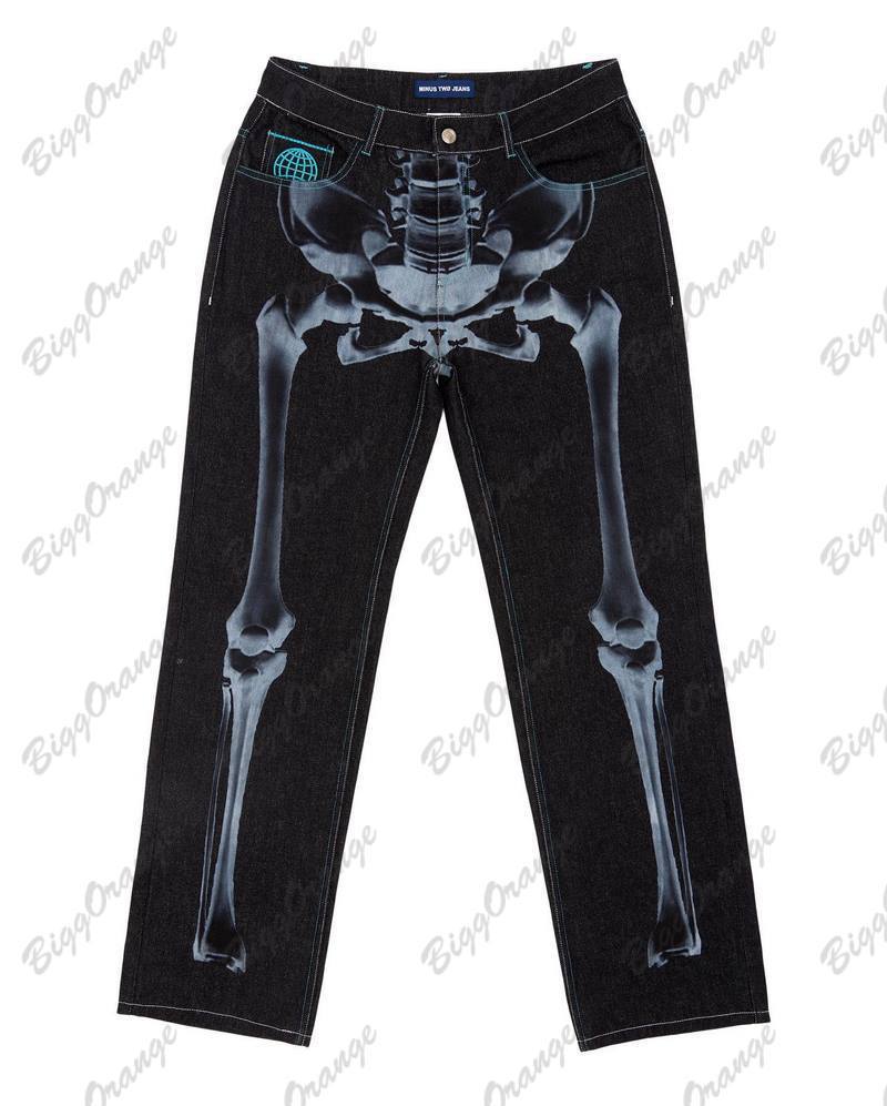 Men's Jeans Skull Allmatch Fashion Harajuku Street Pography Y2k the Planet Wide Pants Baggy Clothing Oversize 230517