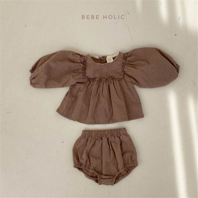 Clothing Sets Vintage Lace Embroidery Girls Clothing Set Spring Fall Long Sleeve Infant Baby Jumpsuit for Toddler Girls Clothing Children Suit 230517