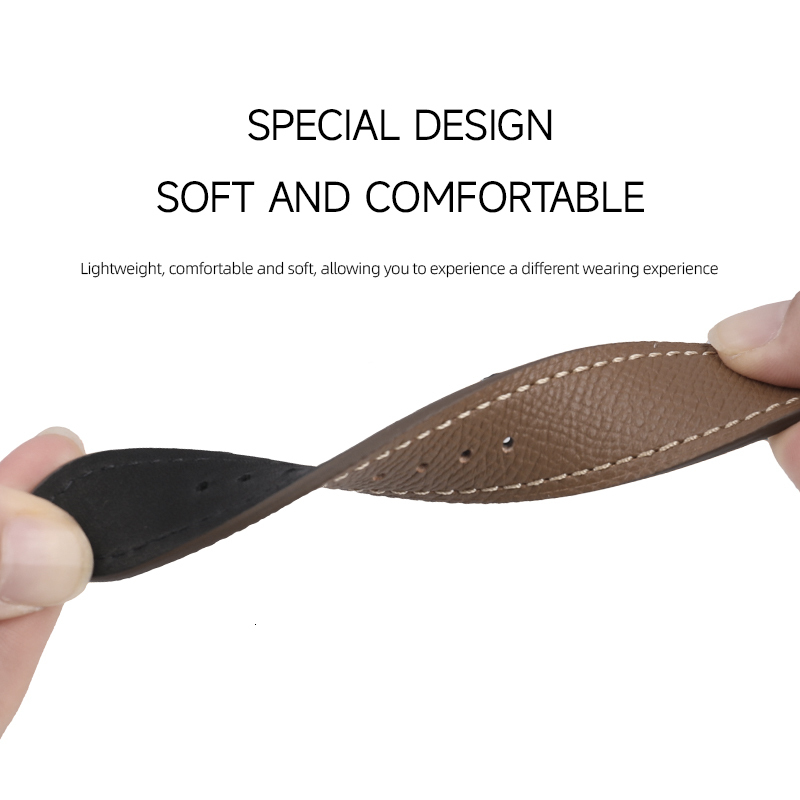 Watch Bands Handmade Pebbled Leather Watchband 18 19 20 21 22 24MM Black Blue Gray Leather Strap H Buckle Watch Band Men's Watch Accessories 2305