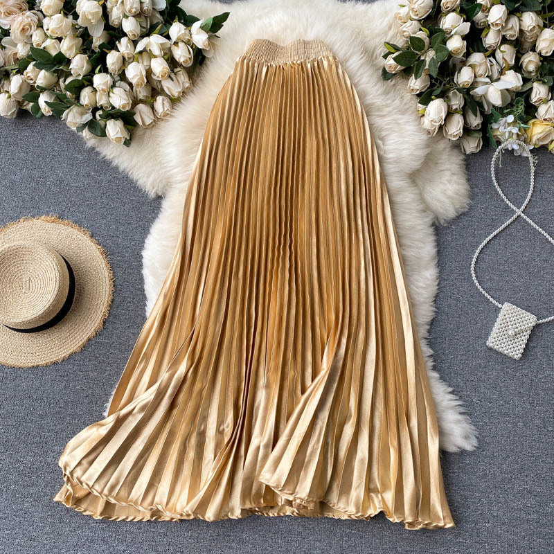 Skirts Pleated Midi Skirt Woman Vintage A Line Bust Skirts for Women Korean Fashion Jupe Mujer Faldas Female Clothing Drop 230518