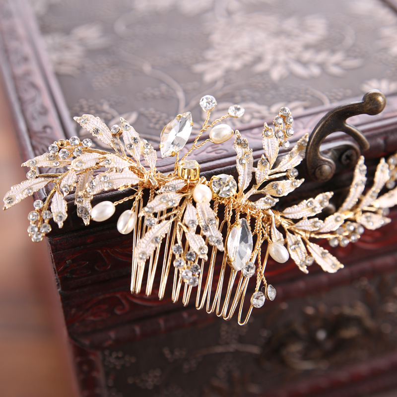 Crystals Beading Bridal Hair Combs Crown Tiara Wedding Hair Accessories Women Handmade Headband Ornaments Female Prom Headdress Hairband Headwear ZJ15