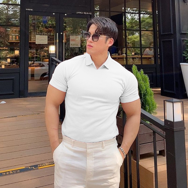Men's Polos Summer Cotton Sports Polo Shirt Men Fashion Casual Tops Tees Mens Short Sleeve Gym Bodybuilding Fitness Polo Shirt Homme Camisa 23051