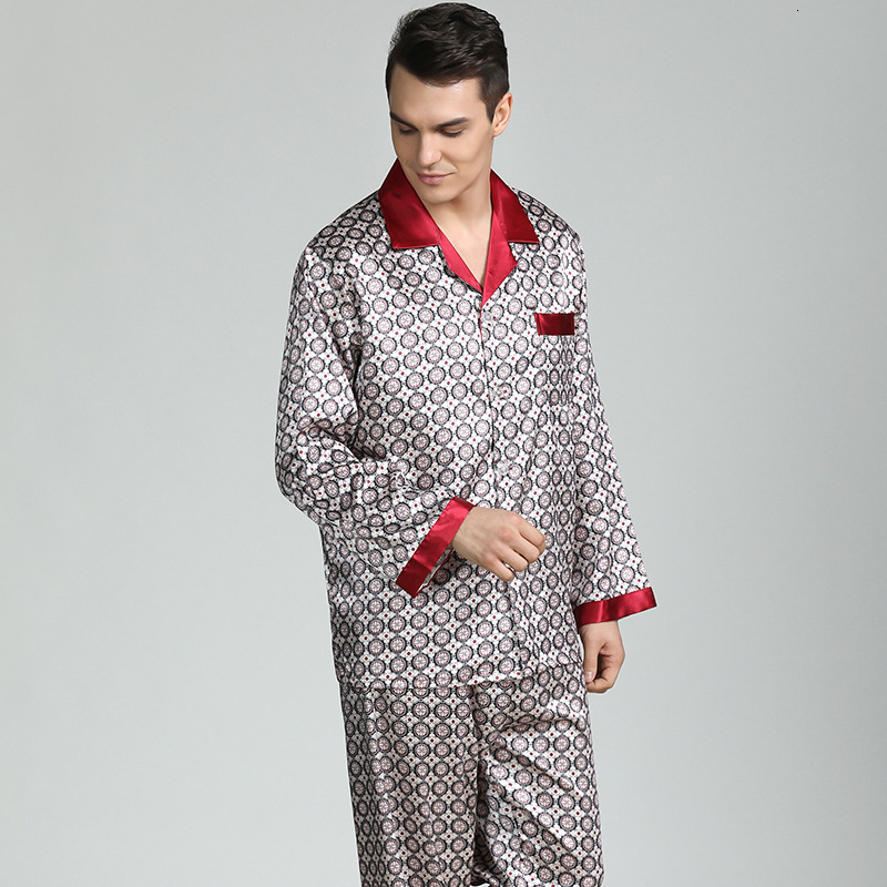 Men's Sleepwear Silk Pajamas for Men Sleepwear V-collar Cozy Soft long sleeve nightgown Tops Trousers Two Pieces Mens Pajama Set Pajamas Men 2305