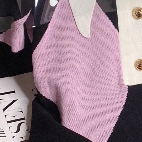 Basic Casual Dresses Summer Knitted Dress Fashion Women Big Collar Rhombic Dresses Short Sleeve Runway Style Dresses For Ladies Vestidos NS286 230518