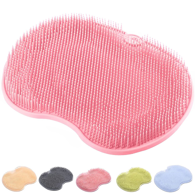 Silicone Body Scrubber Shower Foot Scrubber Mat Massage Foot and Back Washing Brush Wall Mounted Foot Massage Mat Bathroom Anti-slip Lazy