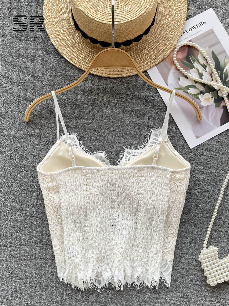 Camisoles Tanks SINGREINY Lace Backless Strap Sexy Camisole Women Summer Elastic Waist Fashion Elegant Ladies Slim Korean Tank Tops 230518