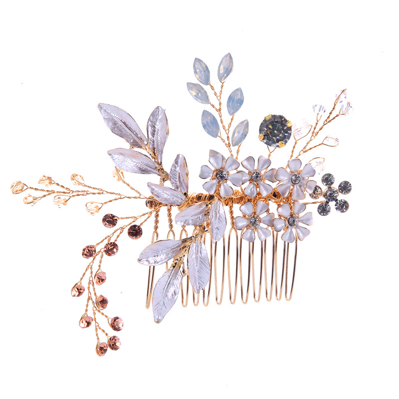 Crystals Beading Bridal Hair Combs Crown Tiara Wedding Hair Accessories Women Handmade Headband Ornaments Female Prom Headdress Hairband Headwear ZJ10