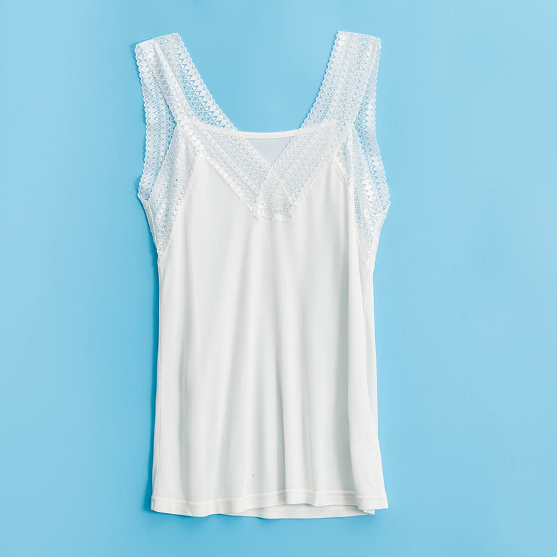 Camisoles Tanks Women's 50% Real Silk 50% Viscose Lace Camisole Tank Top Vest Shirt Sleepwear Spaghetti Strap TG113 230518