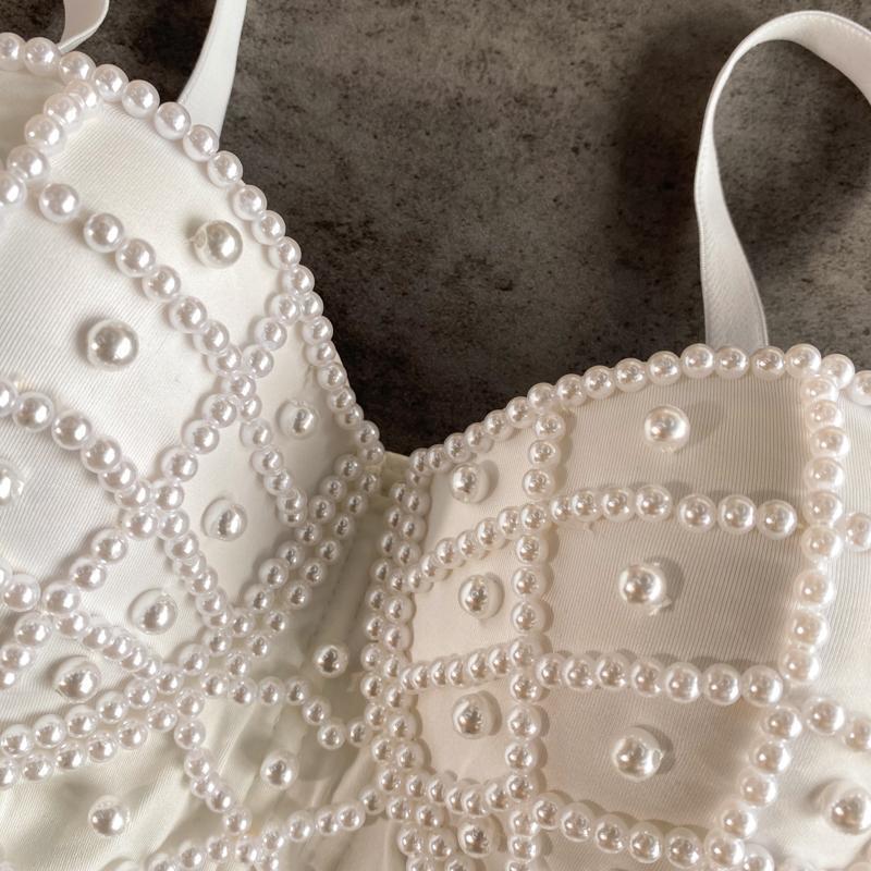 Camisoles Tanks Full Beading Female Corset Top Camis Tops Nightclub Sexy Short Chest Binder Camisole Women Mujer Push Up Tube Bra Debardeur 230518