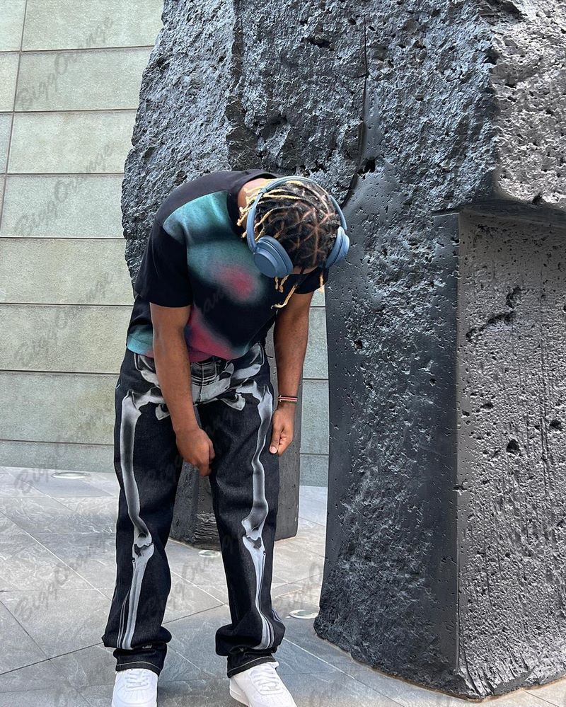 Men's Jeans Skull Allmatch Fashion Harajuku Street Pography Y2k the Planet Wide Pants Baggy Clothing Oversize 230517