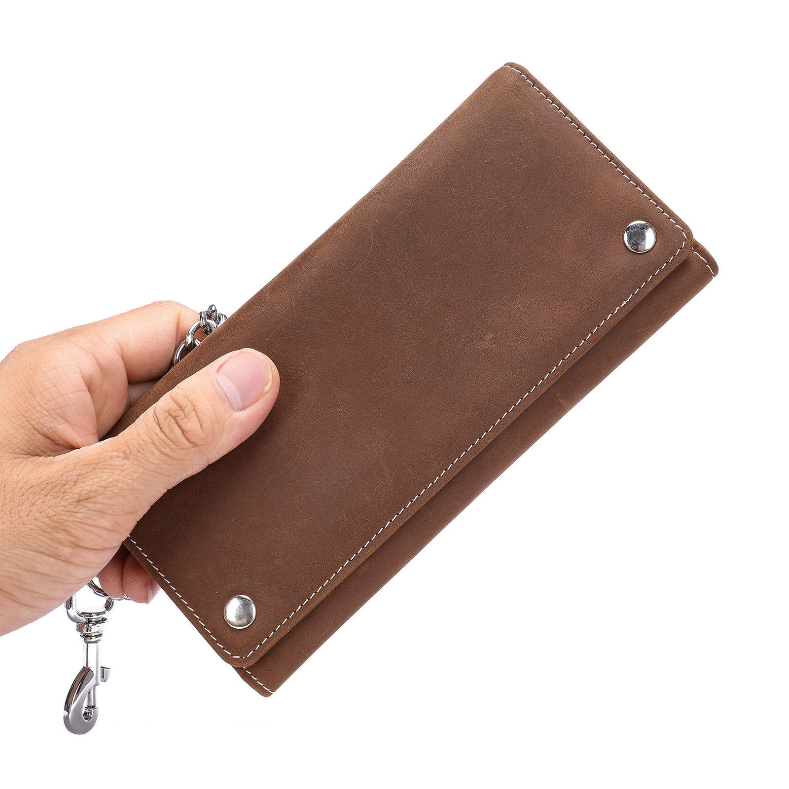 Wallet Leather Mens Fashion Real Biker Card/Money Long Purse W/ Key Chain