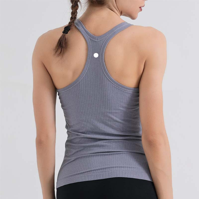 Womens Yoga Outfits Sleeveless Shirts Solid Color Sports Vest Running Excerise Fitness Girls Jogging Trainer Sportswear Close-fitting Fast Dry Breatha